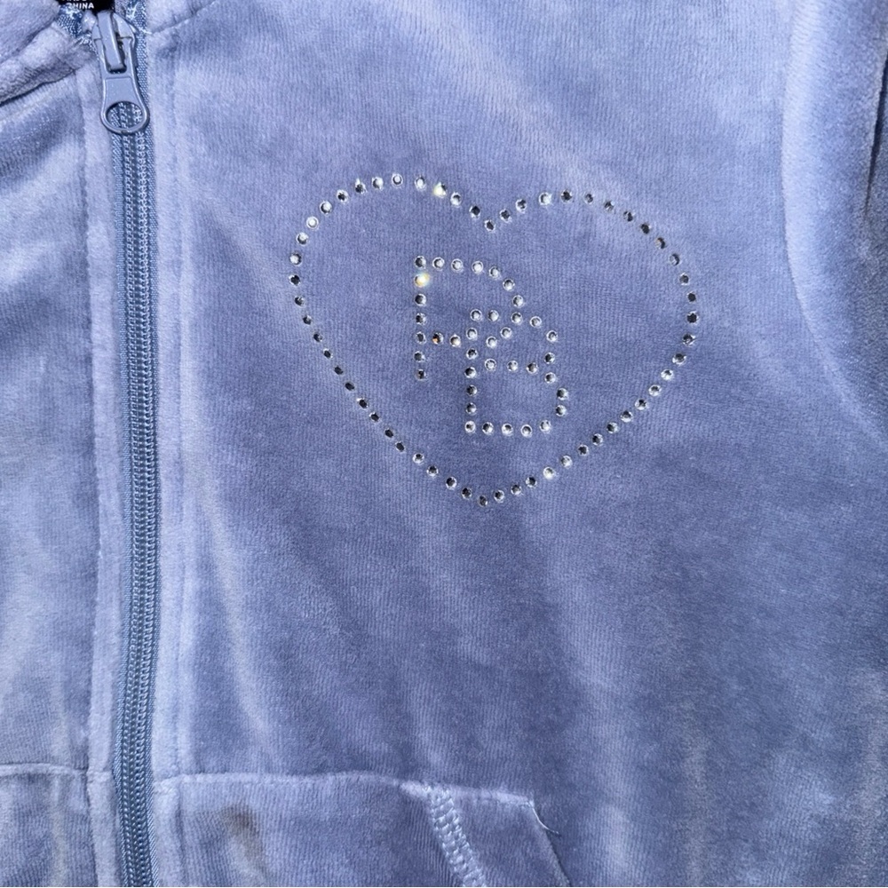 Playboy for Pacsun Y2K Baby Blue Zip-Up Hoodie with Heart Accent - Picture 4 of 10